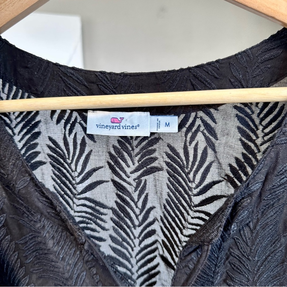 Vineyard Vines Embroidered Palm Tunic Dress Black coverup - Picture 13 of 15